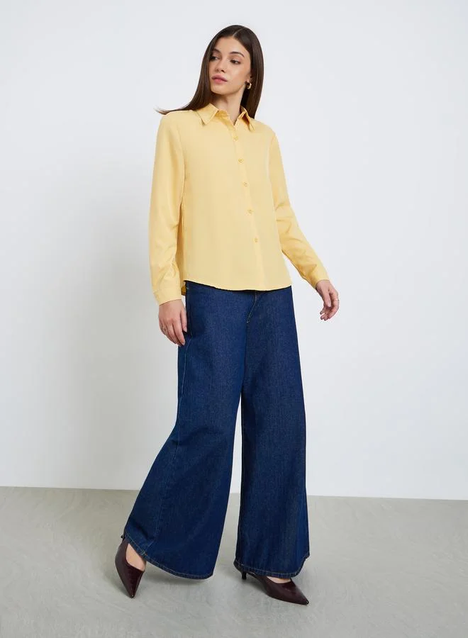 ستايلي بلوزة بياقة وأكمام طويلة